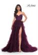 Picture of: Ruffle Tulle A-Line Dress with Satin Bustier Top in Purple, Style: 32071, Detail Picture 14