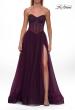 Picture of: Strapless Corset Gown with Tulle Skirt and High Slit in Dark Berry, Style: 33491, Detail Picture 14