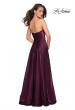 Picture of: Strapless Satin Gown with Ruching and Pockets in Burgundy, Style: 27130, Back Picture