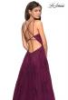 Picture of: Tulle Prom Dress with Lace Bodice and Strappy Back in Burgundy, Style: 27143, Back Picture