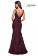 Picture of: Stretch Lace Prom Dress with Plunging Neckline in Burgundy, Style: 27464, Back Picture