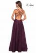 Picture of: Lace Prom Dress with Illusion Neckline and Slit in Burgundy, Style: 27612, Back Picture