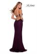 Picture of: Lace Prom Dress with Deep V-Neck and Rhinestones in Burgundy, Style: 28556, Back Picture