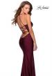 Picture of: Empire Waist Dress with Ruching and Lace Up Back in Burgundy, Style: 28593, Back Picture