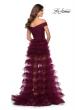 Picture of: Sheer Layered Tulle Off the Shoulder Prom Gown in Burgundy, Style: 28804, Back Picture