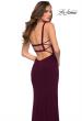 Picture of: V Neck Long Jersey Prom Dress with Open Strappy Back in Dark Berry, Style 29503, Back Picture