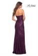 Picture of: Strapless Ruched Sequin Gown in Gorgeous Colors in Dark Berry, Back Picture