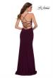Picture of: Modern Jersey Dress with Ruffle Detail on Skirt in Dark Berry, Style 29735, Back Picture