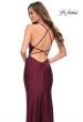 Picture of: Long Jersey Gown with Rhinestones Throughout in Dark Berry, Style 29935, Back Picture
