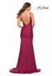 Picture of: Chic Luxe Jersey Gown with Train and V Back in Dark Berry, Back Picture