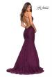 Picture of: Mermaid Lace Gown with Sheer Bodice and Open Back in Dark Berry, Back Picture