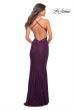 Picture of: Lace Prom Dress with Illusion Embellished Sides in Dark Berry, Back Picture