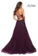 Picture of: Tulle A-line Dress with Jeweled Lace Appliques in Dark Berry, Back Picture