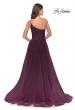 Picture of: One Shoulder A-Line Tulle Gown with Sheer Bodice in Dark Berry, Style: 31069, Back Picture