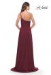 Picture of: Chic One Shoulder Long Jersey Gown with Defined Waist in Dark Berry, Style: 31170, Back Picture