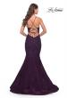 Picture of: Beautiful Mermaid Lace Applique Gown with Open Back in Dark Berry, Style: 31316, Back Picture