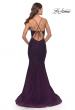 Picture of: Mermaid Tulle and Lace Gown with Open Tie Back in Dark Berry, Style: 31344, Back Picture