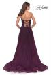 Picture of: Strapless Deep V A-Line Tulle and Lace Gown in Dark Berry, Style: 31345, Back Picture