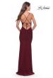 Picture of: Long Net Jersey Dress with Illusion Waist in Dark Berry, Style: 31585, Back Picture