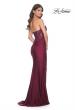 Picture of: Sheer Lace Applique Bodice Dress with Jersey Skirt in Dark Berry, Style: 32301, Back Picture