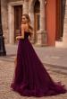 Picture of: A-line Tulle Gown with Lace Corset Bodice and Slit in Dark Berry, Style: 32579, Back Picture