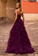 Picture of: Prom Dress with Tulle Ruffle Skirt and Satin Corset Top in Dark Berry, Style: 32760, Back Picture