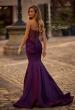 Picture of: Mermaid Stretch Mikado Evening Dress with Illusion Back in Dark Berry, Style 32791, Back Picture