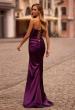 Picture of: Strapless Satin Evening Dress with Ruching and Lace Up Back in Dark Berry, Style: 32952, Back Picture