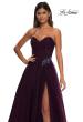 Picture of: Strapless A-line Tulle Dress with Floral Waist Detail in Dark Berry, Style: 32789, Detail Picture 19