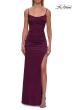 Picture of: Satin Fitted Gown with High Slit and Adjustable Spaghetti Straps in Dark Berry, Style: 33413, Detail Picture 20