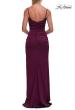 Picture of: Satin Fitted Gown with High Slit and Adjustable Spaghetti Straps in Dark Berry, Style: 33413, Detail Picture 21