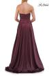 Picture of: Strapless Satin A-Line Gown with Draped Bodice and High Slit in Dark Berry, Style: 33417, Detail Picture 24
