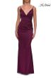 Picture of: Satin Fitted Gown with Gathered Bodice and Spaghetti Straps in Dark Berry, Style: 33421, Detail Picture 26