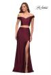 Picture of: Rhinestone Off the Shoulder Jersey Two Piece Prom Dress in Dark Berry, Style 29951, Detail Picture 1