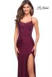 Picture of: Jeweled Lace and Jersey Long Prom Dress with Low Back in Dark Berry, Style: 30196, Detail Picture 1