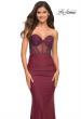 Picture of: Sweetheart Strapless Rhinestone Encrusted Gown in Dark Berry, Detail Picture 1