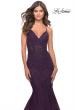 Picture of: Beautiful Mermaid Lace Applique Gown with Open Back in Dark Berry, Style: 31316, Detail Picture 1