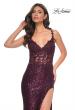 Picture of: Sequin Prom Dress with Lace Detail Illusion Bodice in Purple, Style: 31657, Detail Picture 1