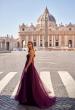 Picture of: A-Line Tulle Gown with High Slit and Illusion Rhinestone Fishnet Bodice in Dark Berry, Style: 32135, Detail Picture 1