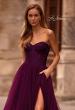 Picture of: A-line Tulle Gown with Lace Corset Bodice and Slit in Dark Berry, Style: 32579, Detail Picture 1