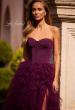 Picture of: Prom Dress with Tulle Ruffle Skirt and Satin Corset Top in Dark Berry, Style: 32760, Detail Picture 1