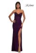 Picture of: Long Lace Prom Dress with Rhinestones and Lace Up Back in Dark Berry, Style: 33069, Detail Picture 1