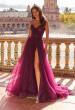 Picture of: Strapless Rhinestone Ball Gown with High Slit in Dark Berry, Style: 33488, Detail Picture 1