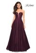 Picture of: A Line Lace Strapless Ball Gown in Burgundy, Style: 27284, Detail Picture 2
