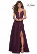 Picture of: Lace Prom Dress with Illusion Neckline and Slit in Burgundy, Style: 27612, Detail Picture 2
