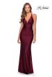 Picture of: Ruched Jersey Prom Dress with Strappy Lace Up Back in Burgundy, Style: 28297, Detail Picture 2