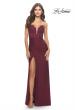 Picture of: Long Dress with Jersey Skirt and Lace Illusion Bodice in Dark Berry, Style: 31182, Detail Picture 2