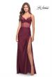 Picture of: Illusion Bodice Dress with Boning and Twist Detail in Dark Berry, Style: 31229, Detail Picture 2