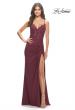 Picture of: Lace Asymmetrical Gown with Jersey Skirt and Twist Knot Detail in Dark Berry, Style: 31520, Detail Picture 2