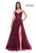 Picture of: A-Line Prom Dress with Sequin Lining and Illusion Top in Dark Berry, Style: 31986, Detail Picture 2